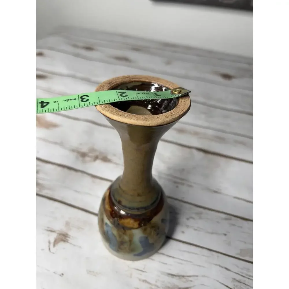 VINTAGE 70s Studio Art Pottery Handmade Stoneware Drip Wine Water Goblet